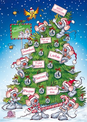 Kerstwensboom Geïllustreerde Muizen Kaart