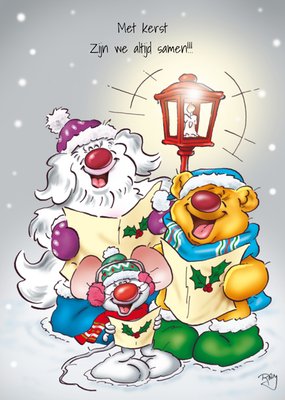 Doodles | Kerstkaart | dieren | lantaarn