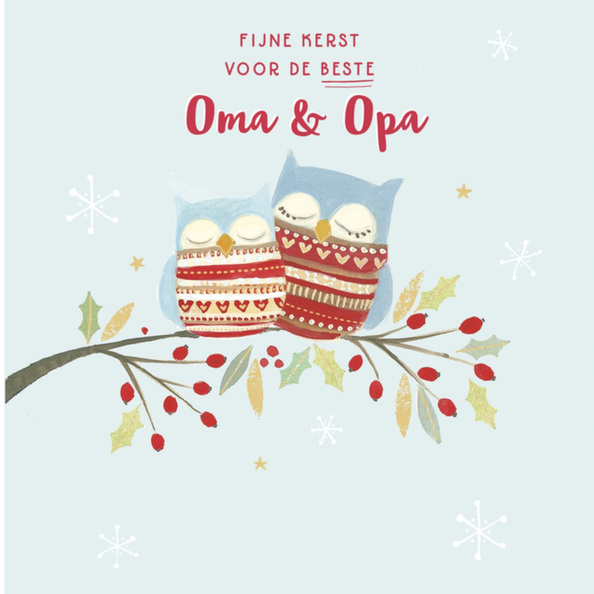 Kerstkaart uil opa en oma UK Greetings