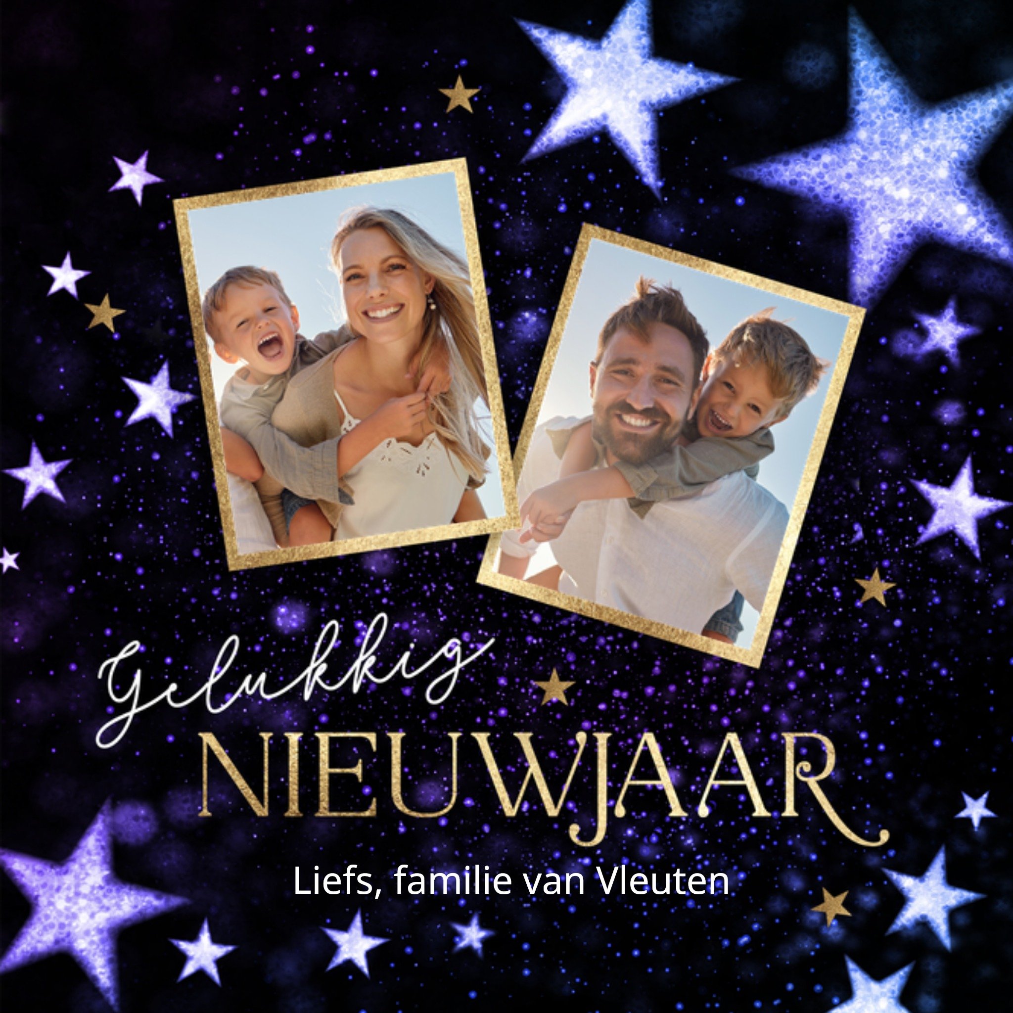 Nieuwjaar Foto nieuwjaarskaart sterren Vierkante Kaart Luckz