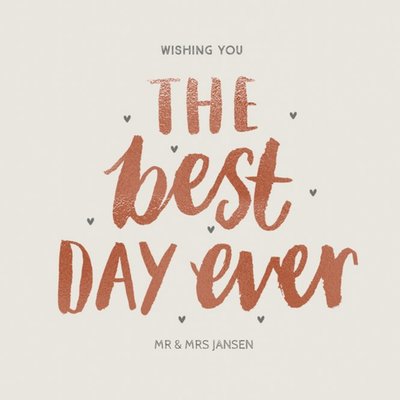 Beste Dag Ooit Koperfolie Typografisch Bruiloft Kaart