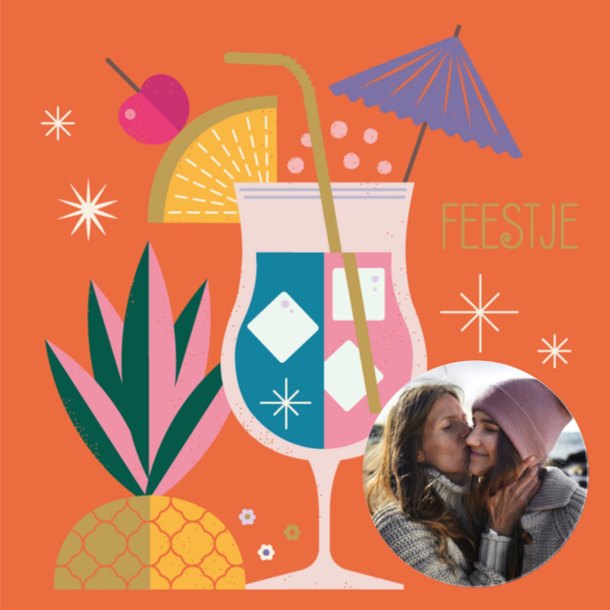 Verjaardag Cocktail Vierkante Kaart Paperclip