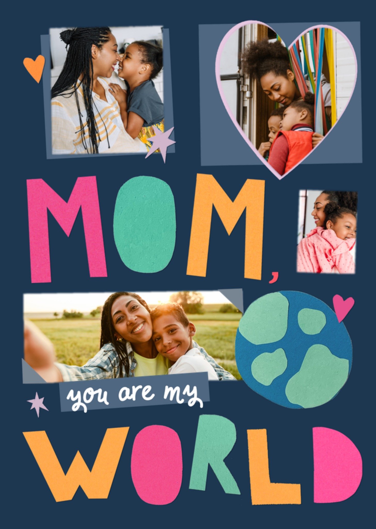 Moederdagkaart - Mom you are my world - Met fotos