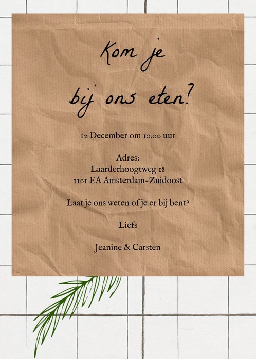 Greetz | Uitnodiging Kerstdiner | tekst