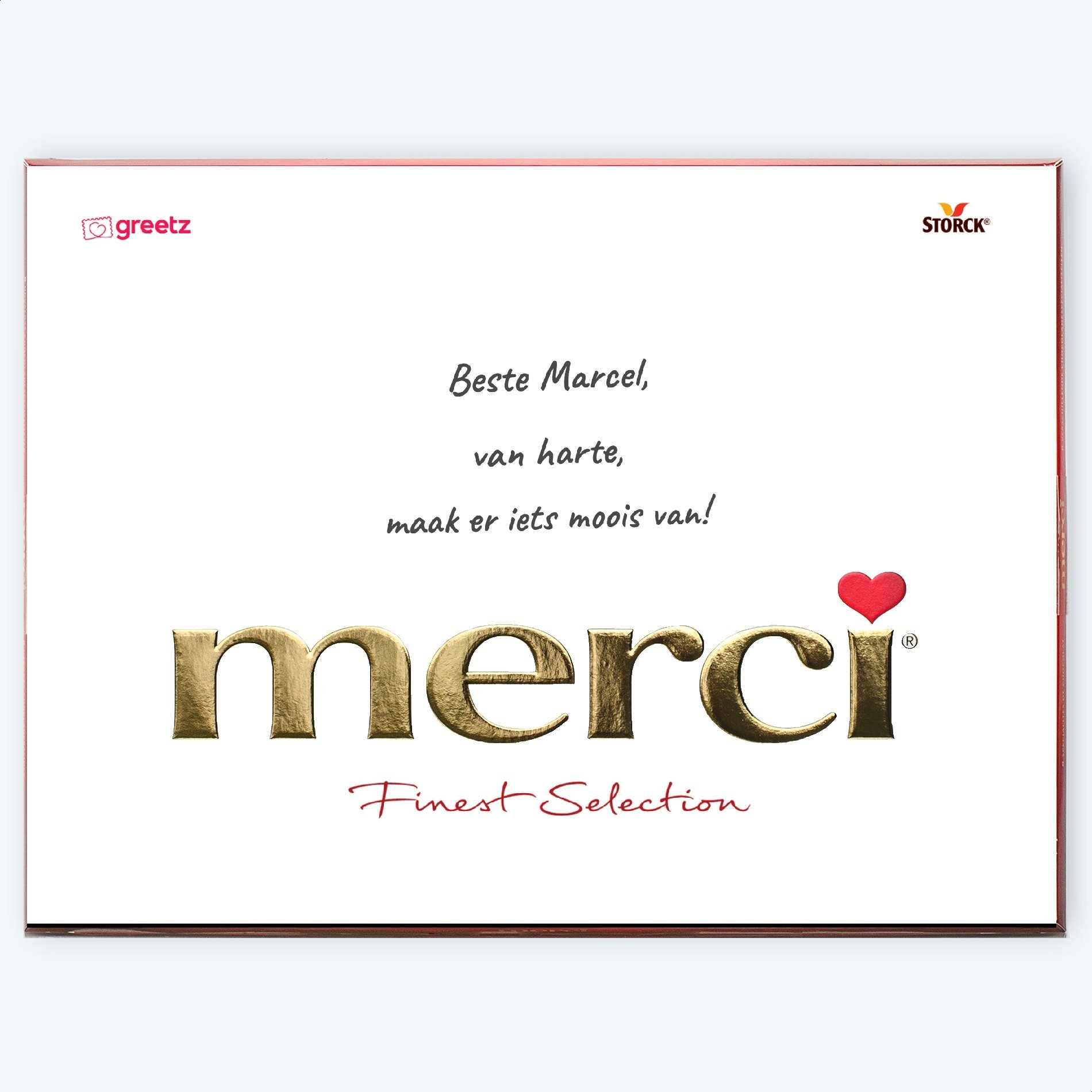 Merci | Van harte met eigen tekst | 675g | Personalised Chocolate