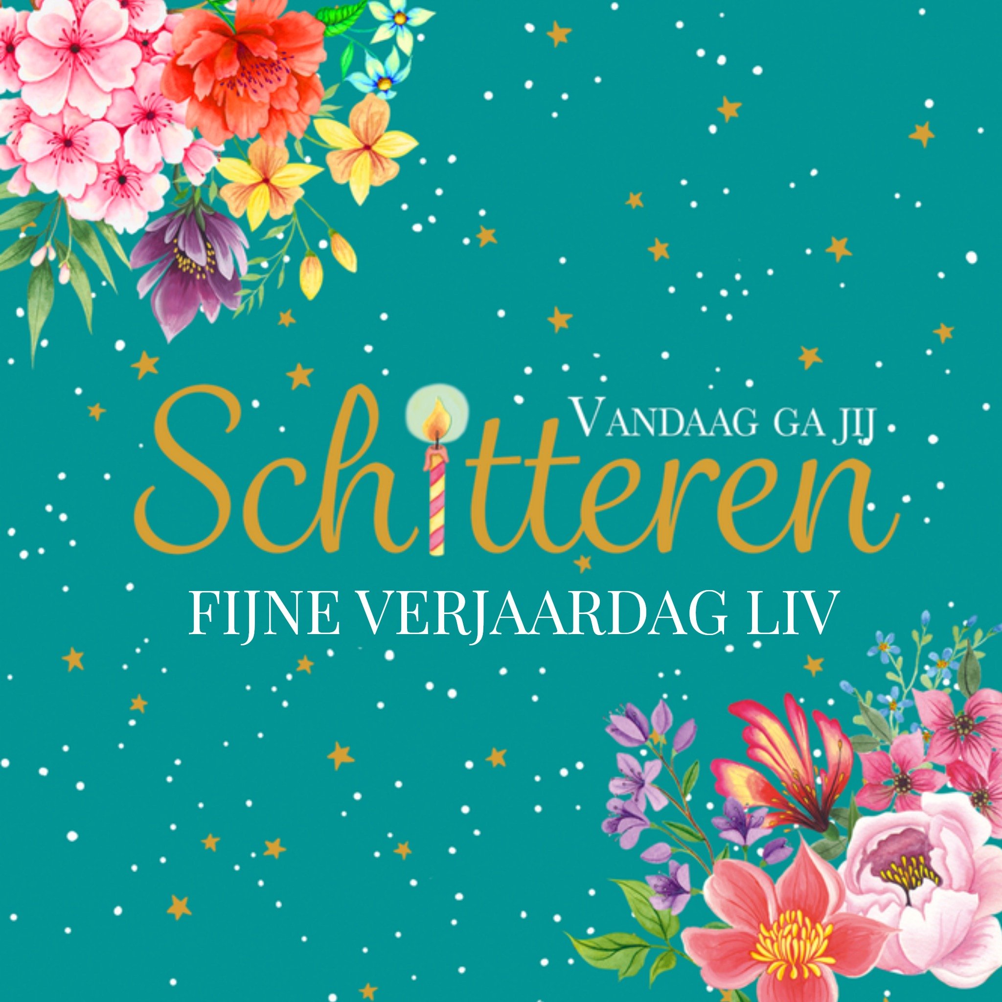 Verjaardagskaart Bloemen Vierkante Kaart Melli Mello