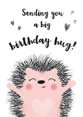 Verjaardagskaart | Birthday hug | Egel | Hartjes