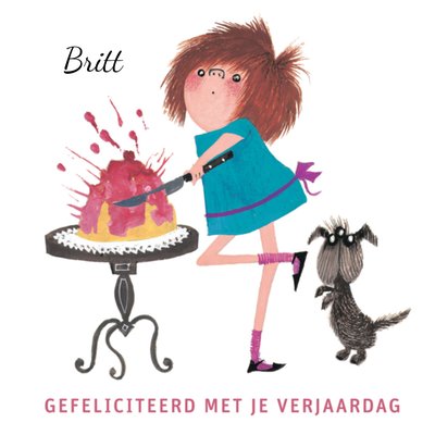 Fiep Westendorp | Verjaardagskaart | Taart en hondje