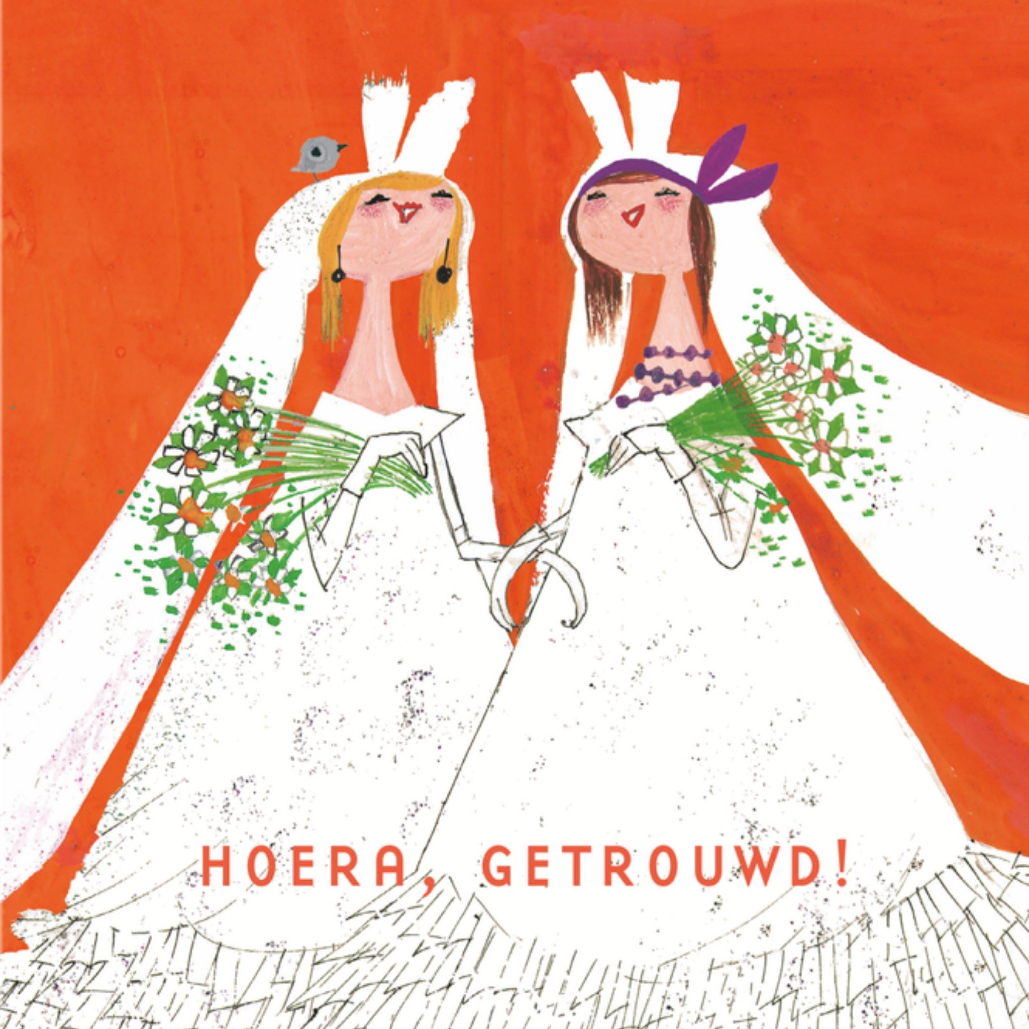 Huwelijkskaart Vrouwen Vierkante Kaart Fiep Westendorp