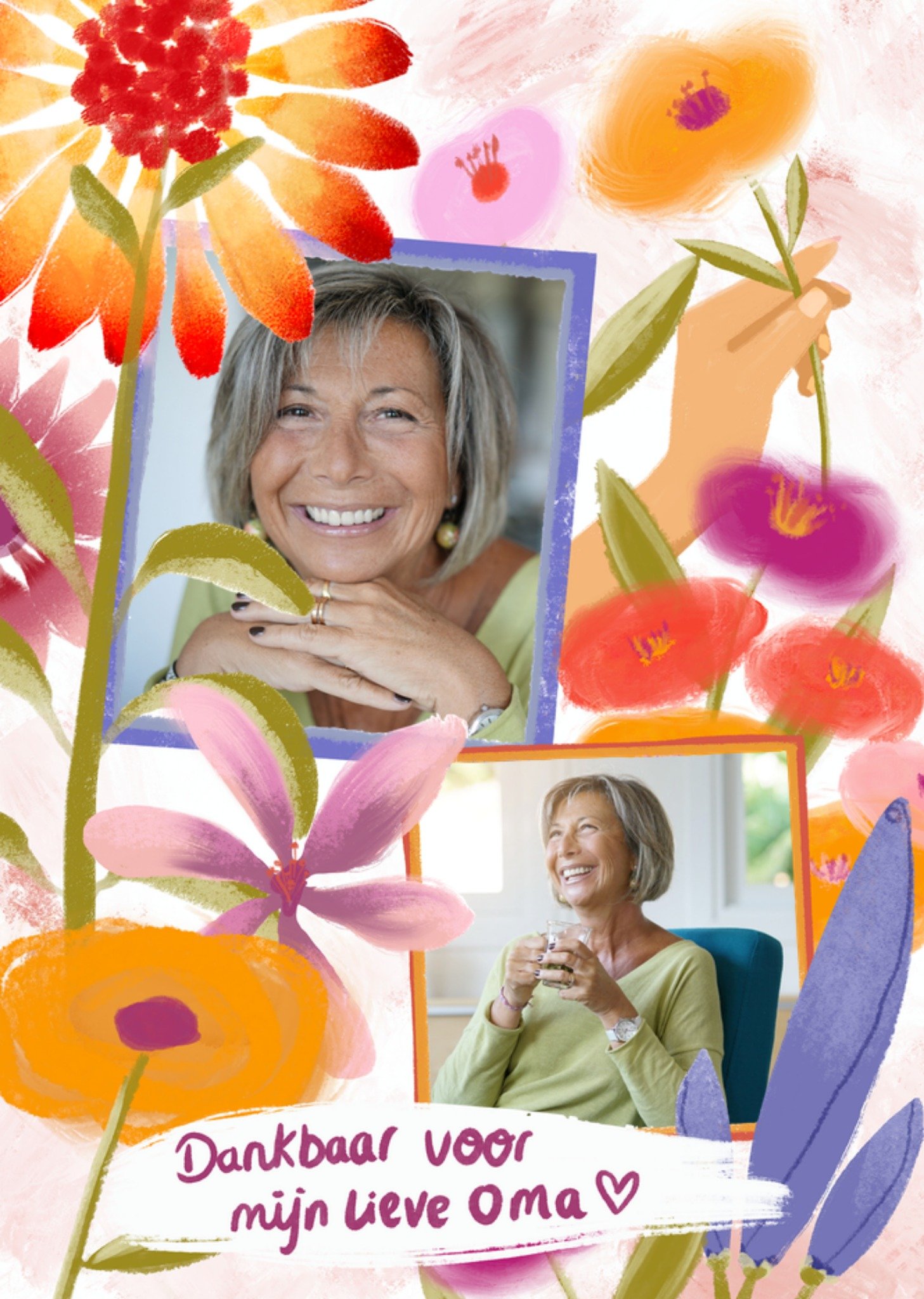 Moederdagkaart Dankbaar voor mijn lieve oma Aanpasbare fotos Kaart Greetz