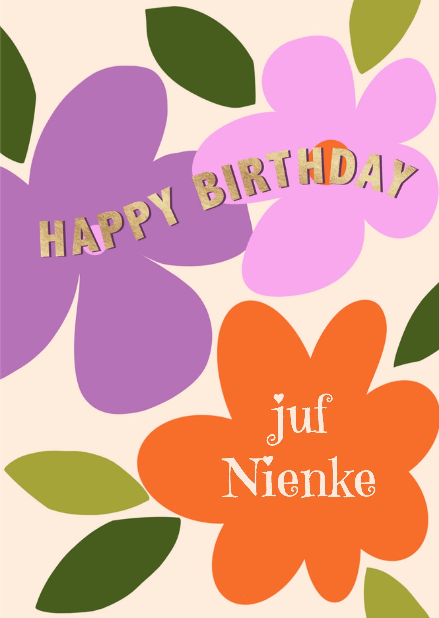 Verjaardagskaart Aanpasbare tekst Happy Birthday Bloemen Kaart Tsjip