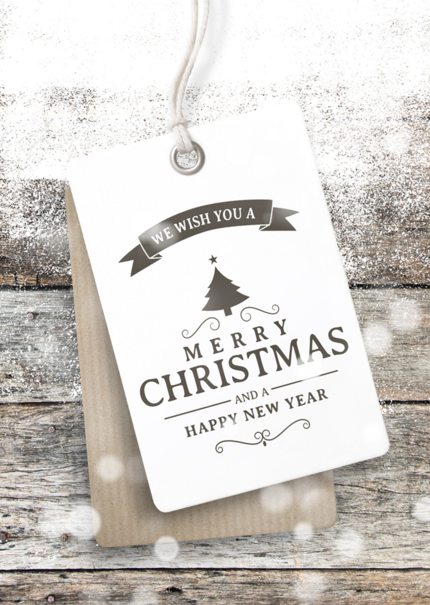 Kerstkaart labeltje merry christmas Luckz