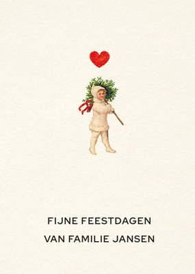 Fijne Feestdagen Cherubijntje Met Boom Kerstkaart