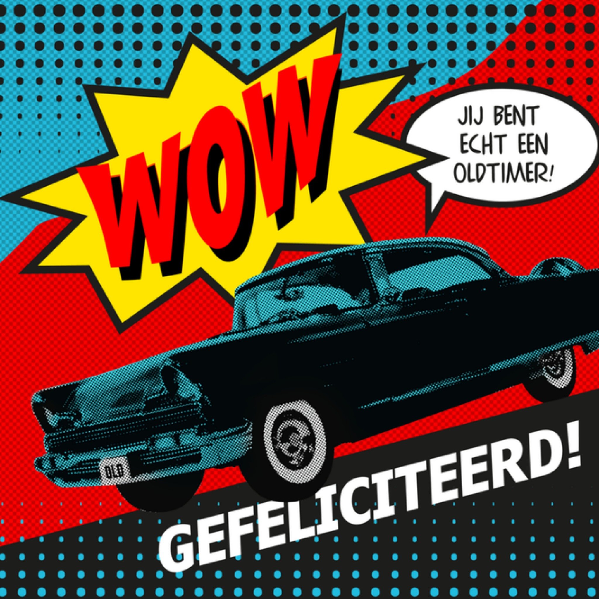 Greetz Verjaardagskaart oldtimer auto Vierkant
