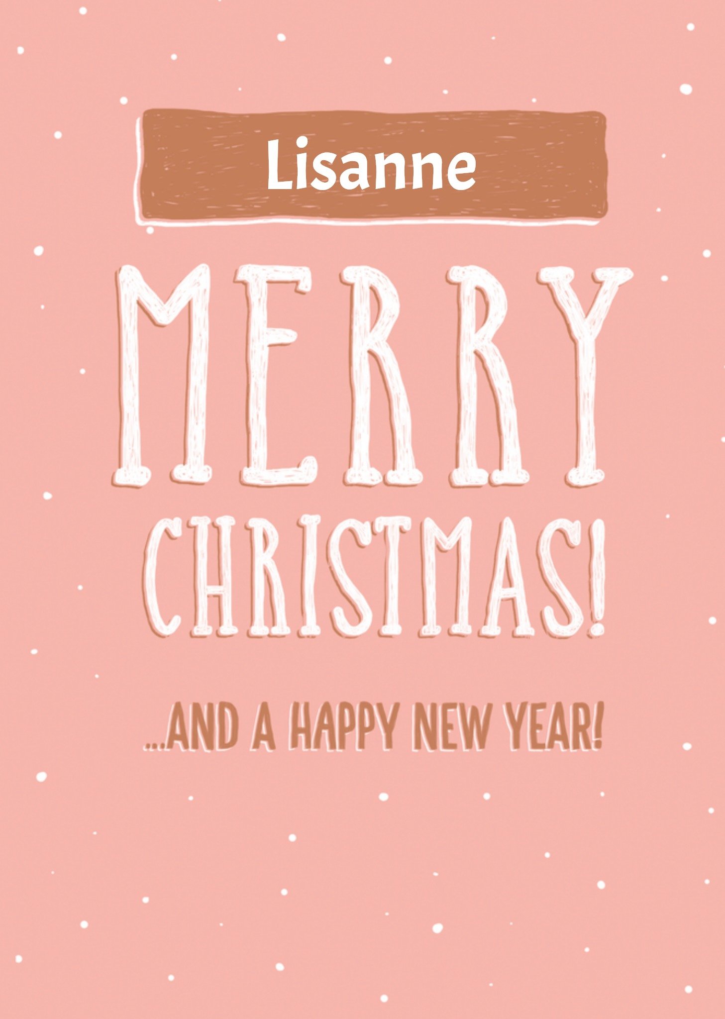 Kerstkaart Roze met eigen naam UK Greetings