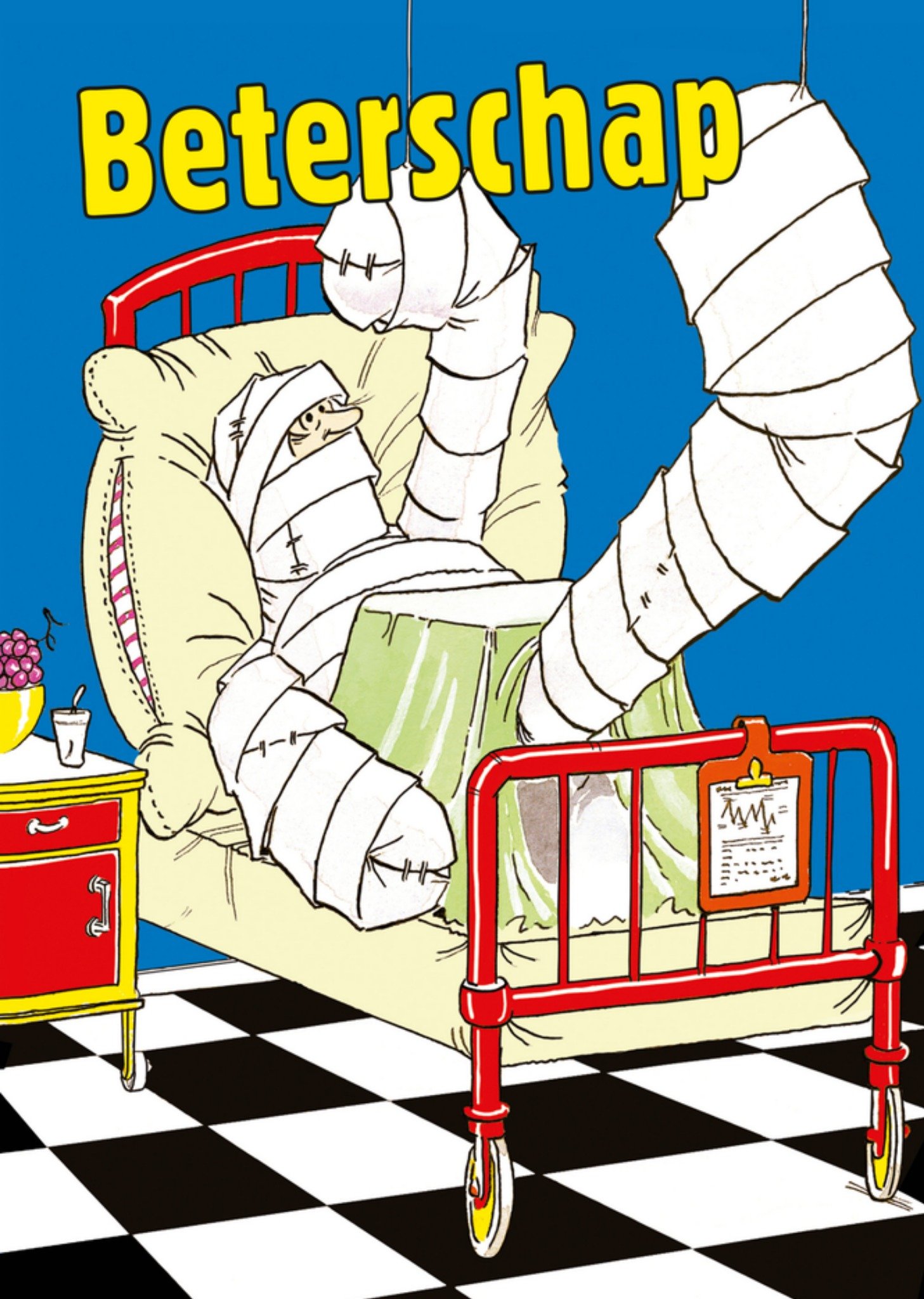 Beterschapskaart Illustratie gebroken in bed Kaart TMS