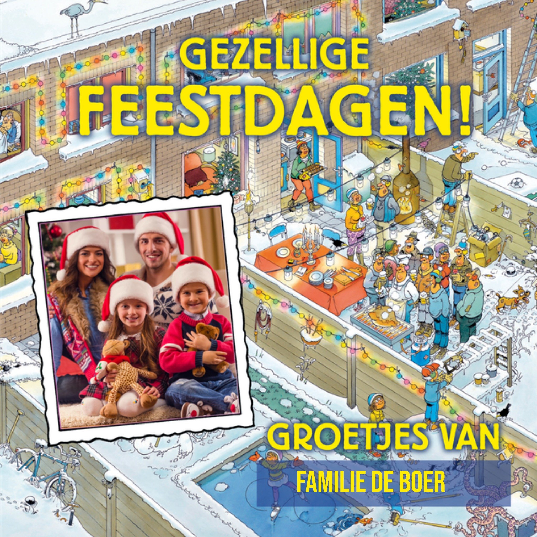Kerstkaart Groetjes van de familie Jan van Haasteren