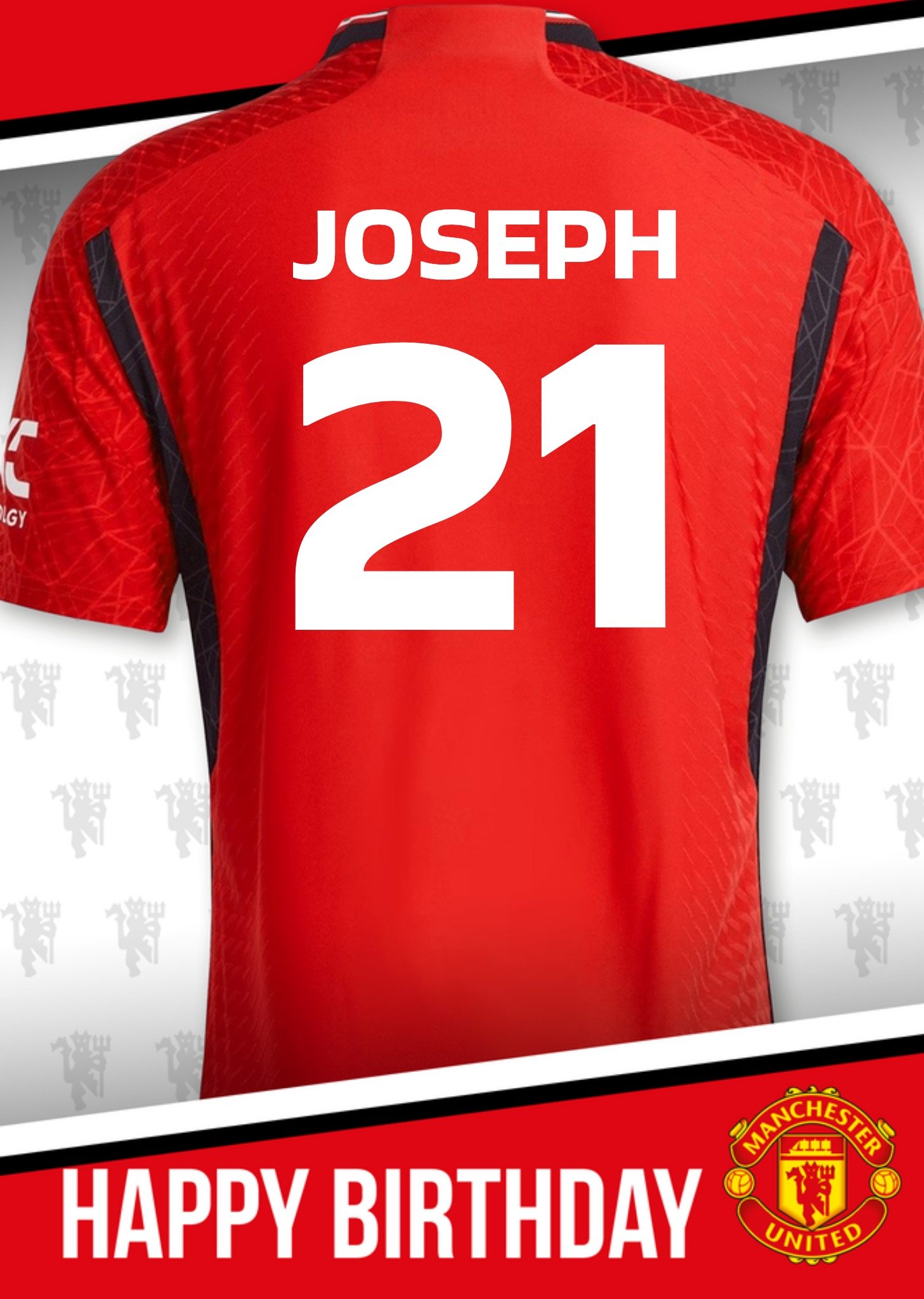 Verjaardagskaart Voetbal shirt Met naam Kaart Manchester United