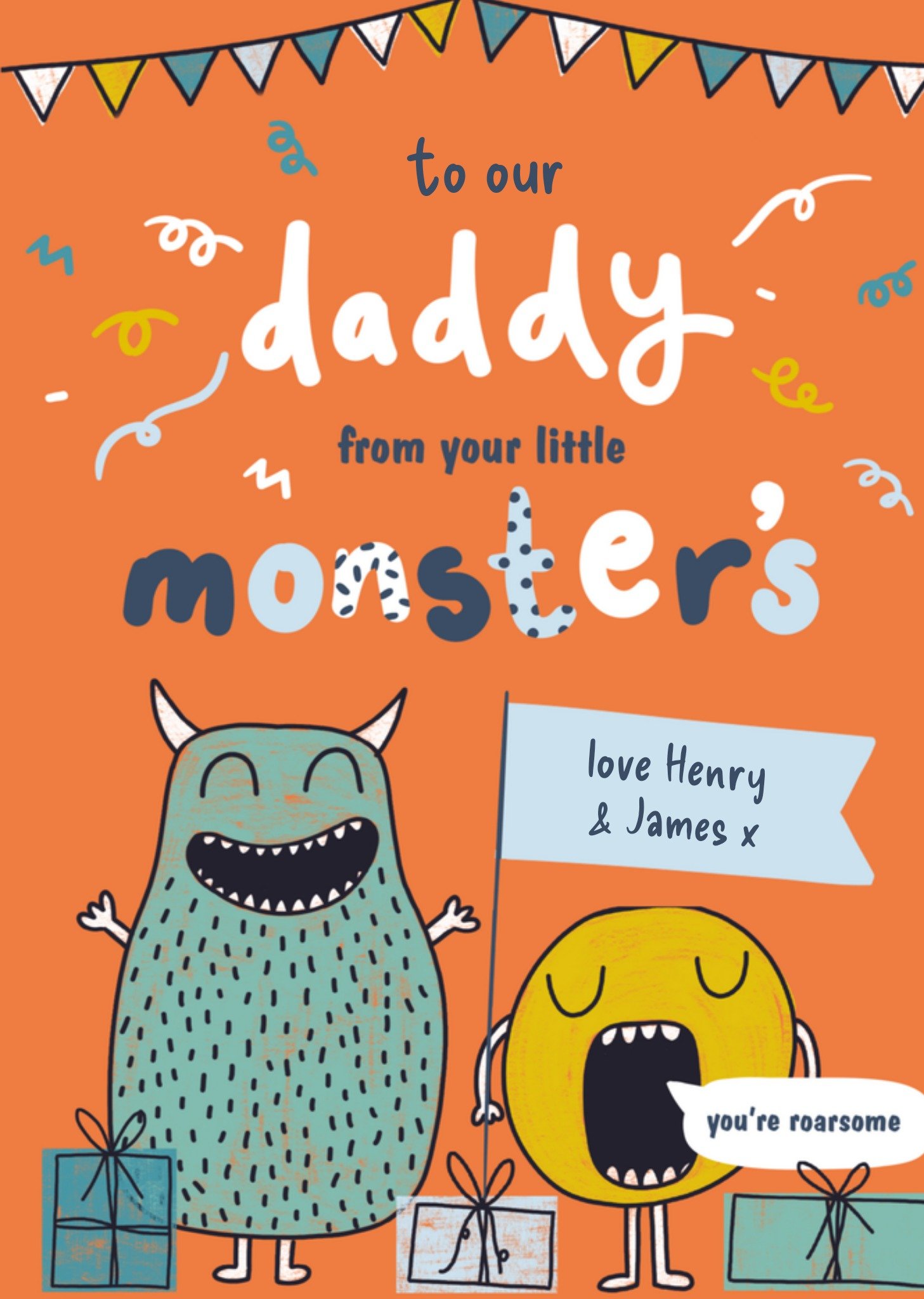 Verjaardagskaart monsters met naam Greetz