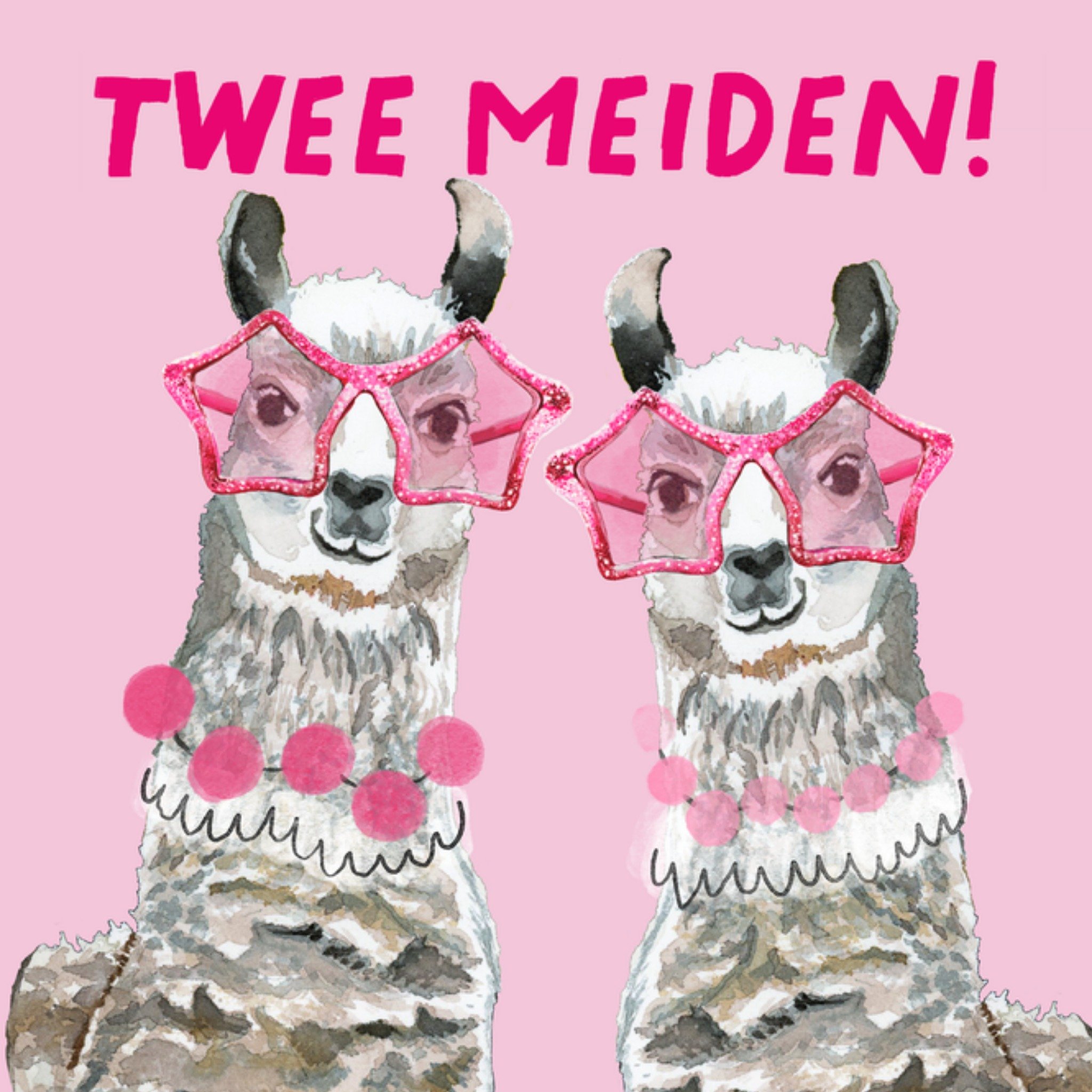 Geboortekaart Twee Meiden Vierkante Kaart Drunk Girl Designs