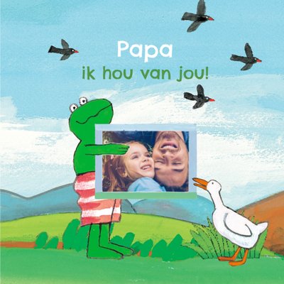 Papa Ik Hou Van Jou Geïllustreerde Kikker Foto Upload Kaart