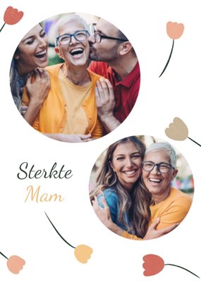 Geïllustreerde Bloemen Foto Upload Mam Sterkte Kaart