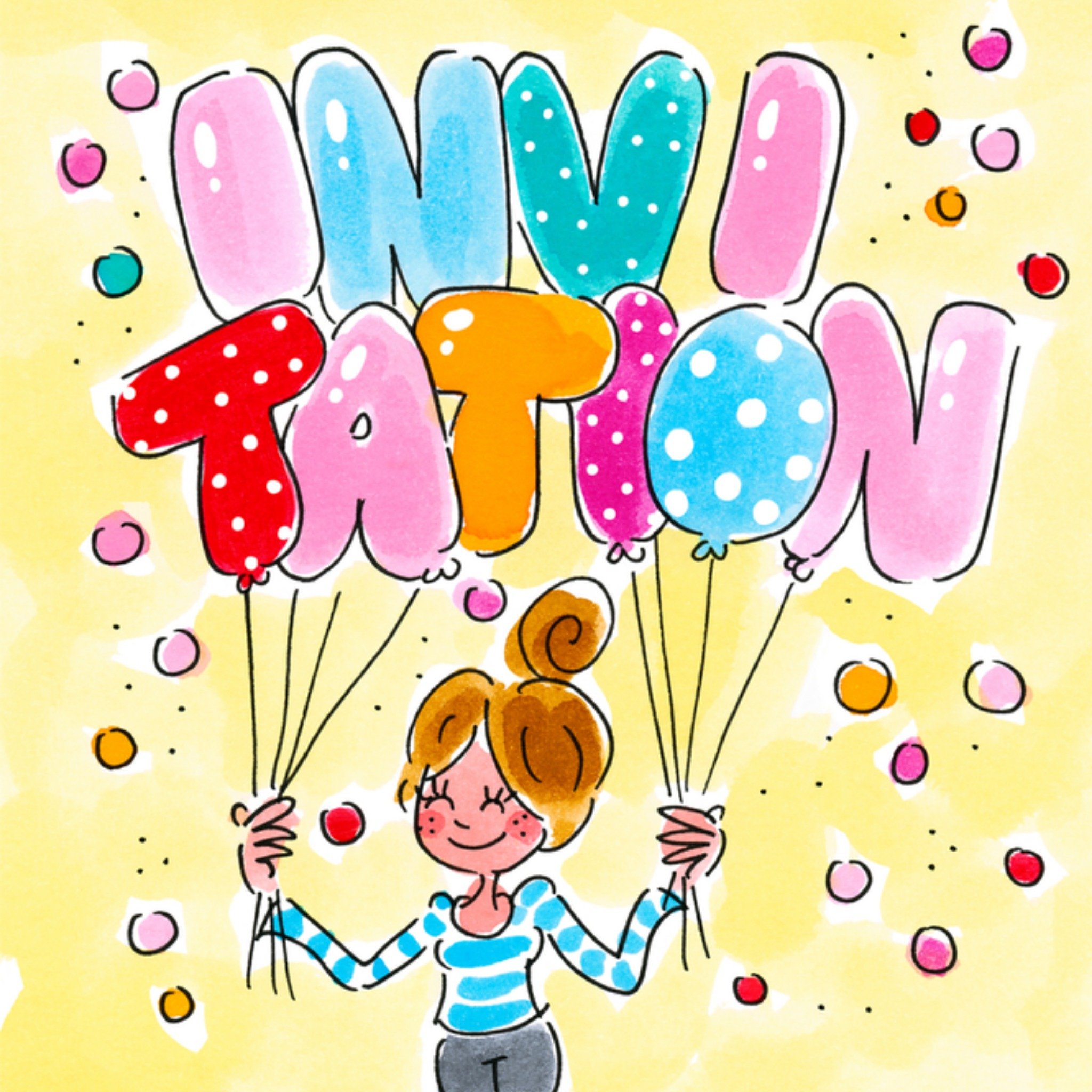 Uitnodiging verjaardag Vrolijk Vierkante Kaart Blond Amsterdam