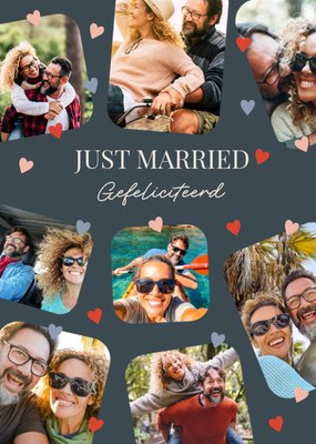 Greetz | Huwelijkskaart | Just Married Gefeliciteerd | Aanpasbare fotos