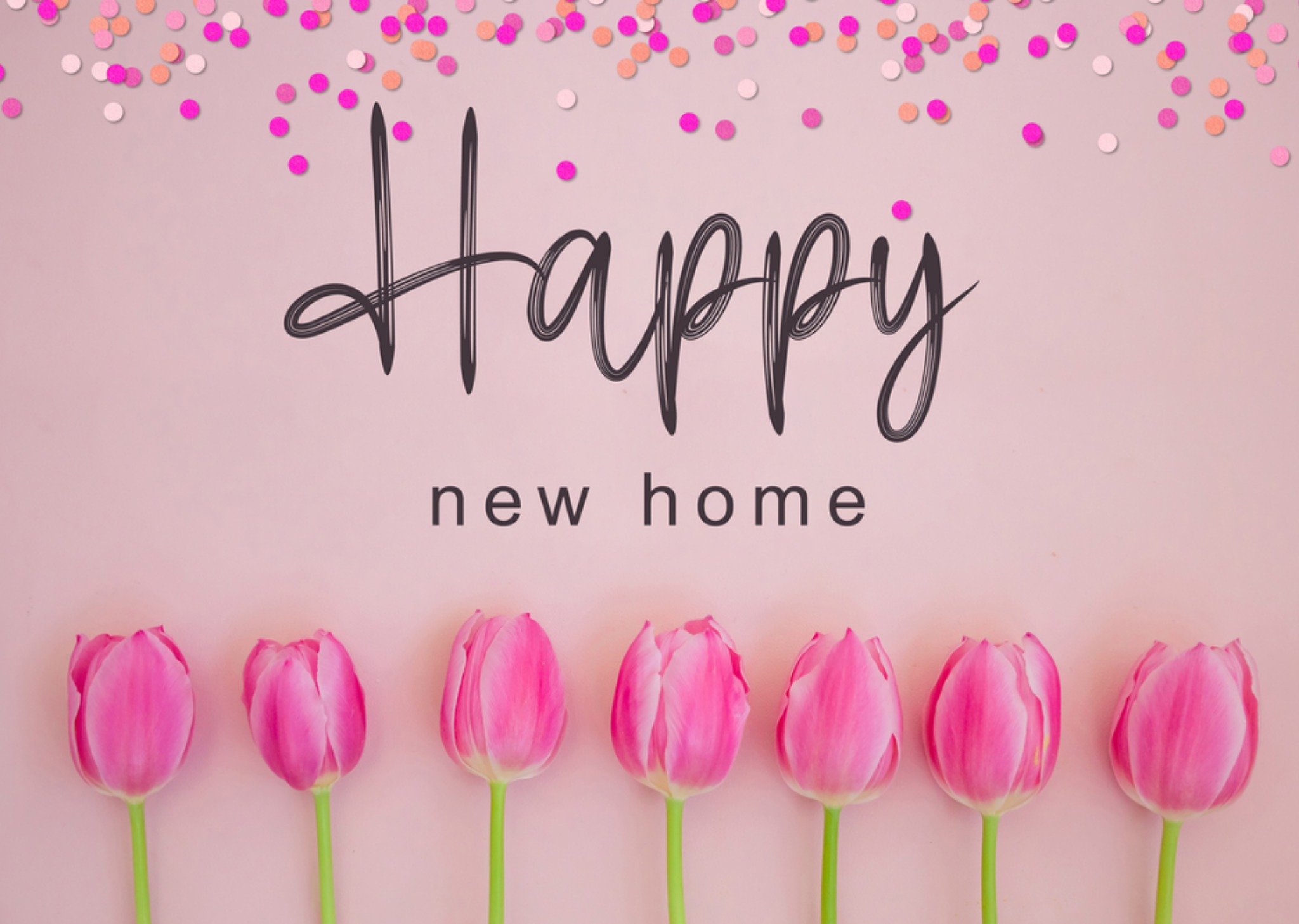 Nieuwe woning kaart tulpen Kaart Photoflash