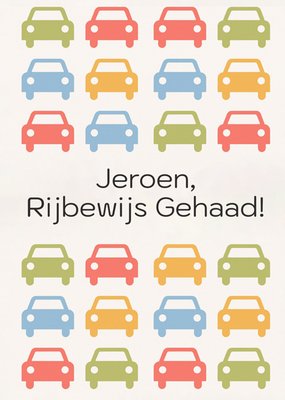 Greetz | Rijbewijskaart | Rijbewijs Gehaald Colourful Cars | Aanpasbare tekst
