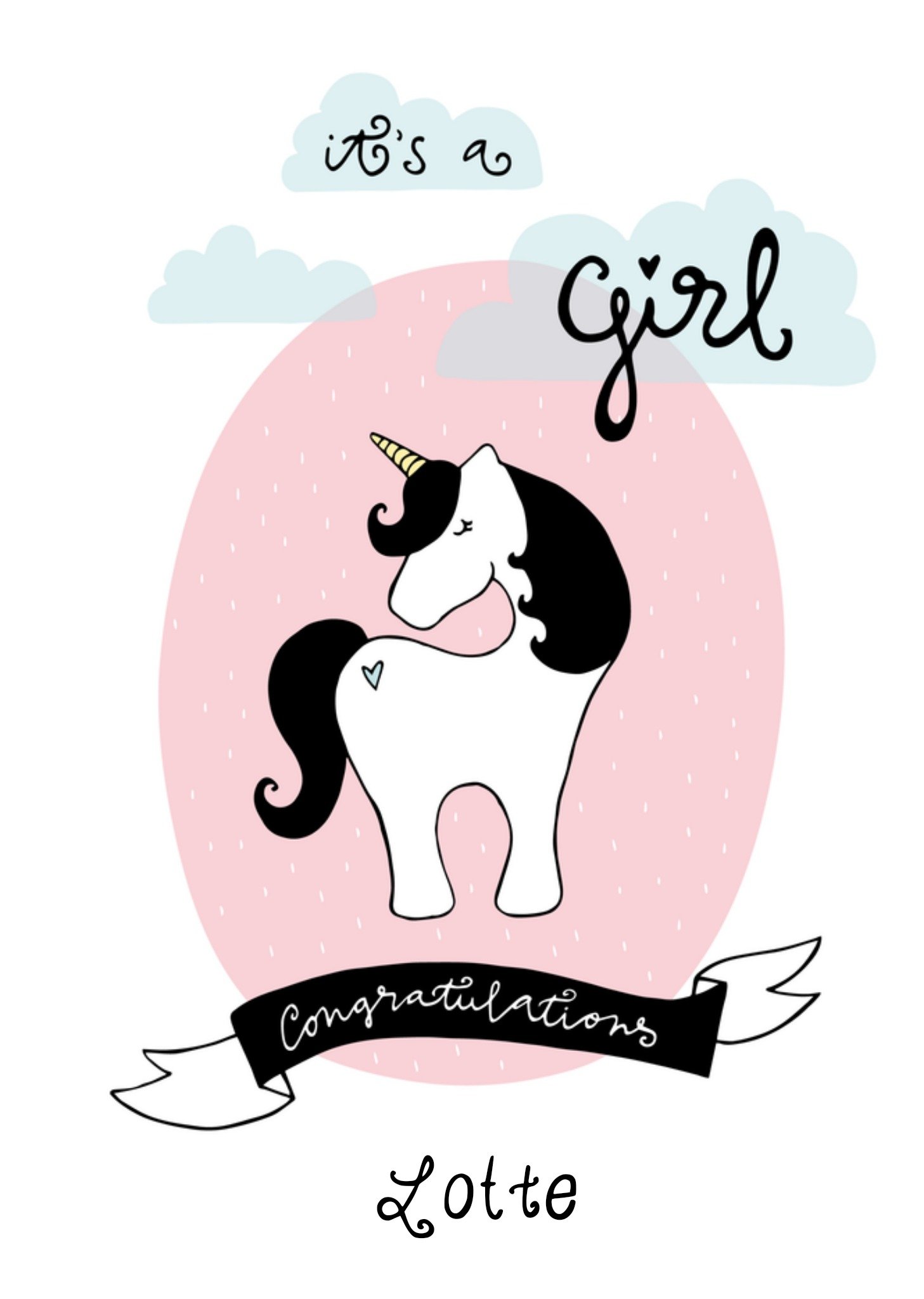 Geboortekaart eenhoorn naam Kaart Funny Side Up