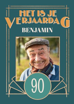 Art Deco Foto Upload 90e Verjaardag Kaart