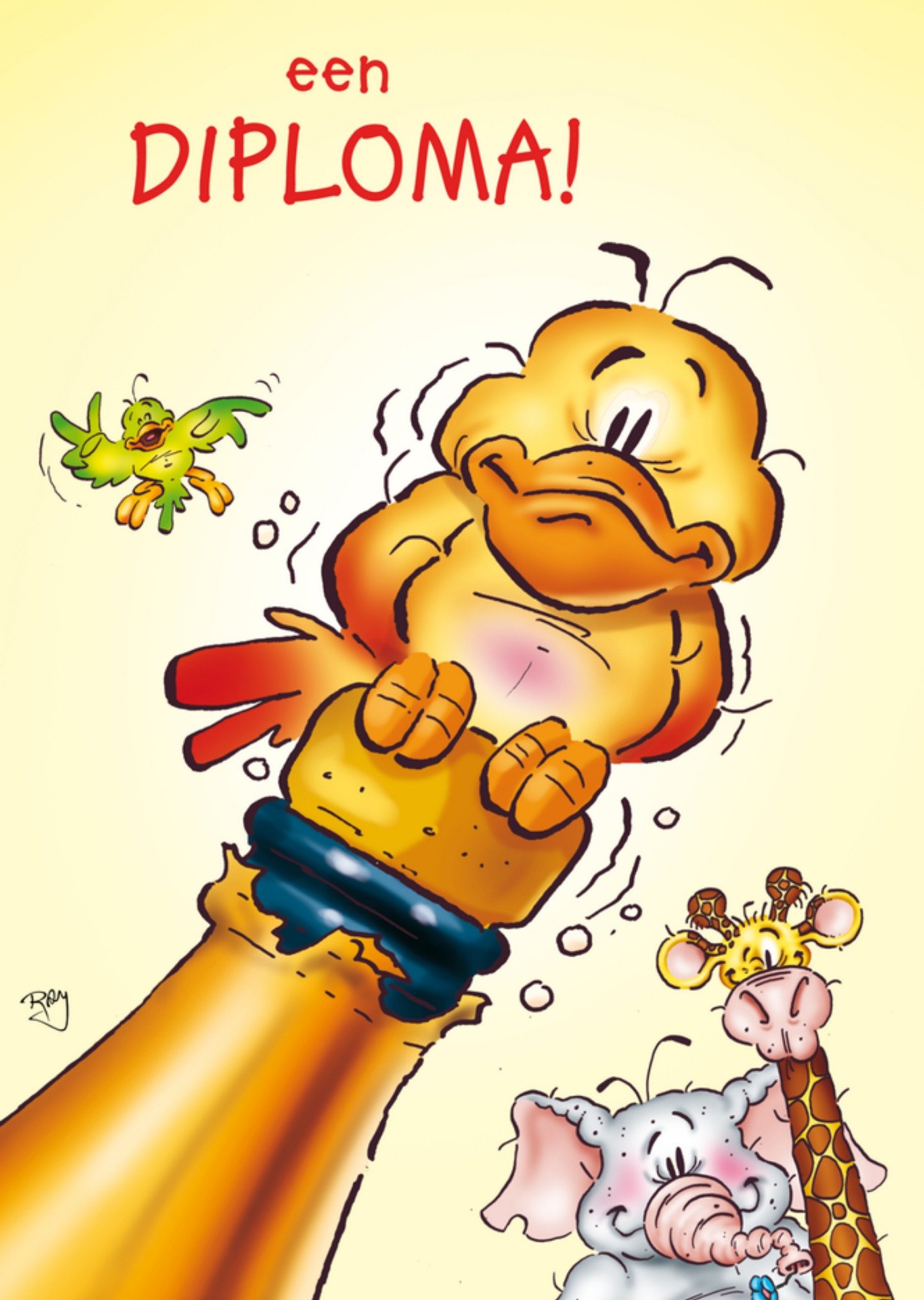 Geslaagd kaart vogel olifant Kaart Doodles