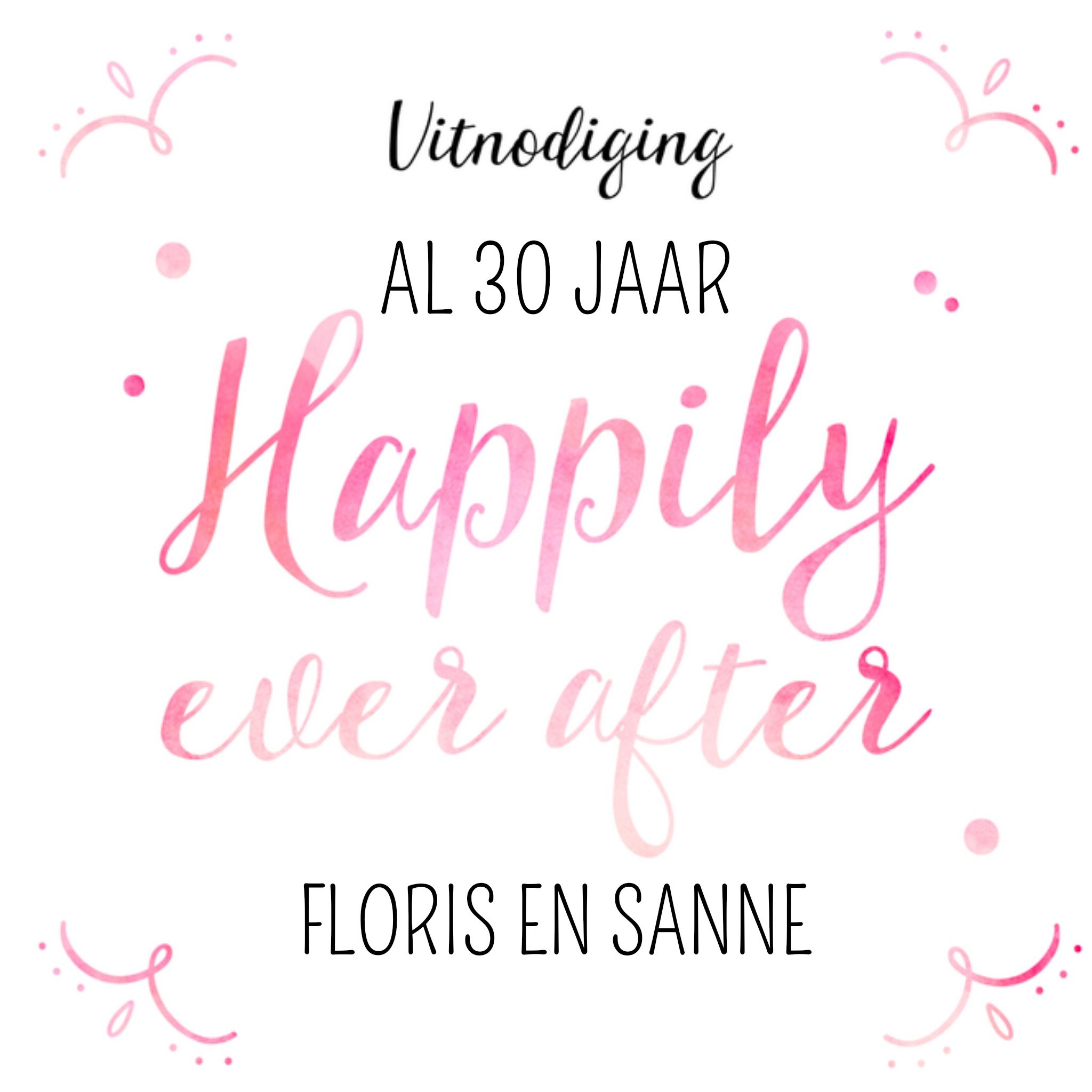 Greetz Huwelijks jubileum uitnodiging Roze Vierkant