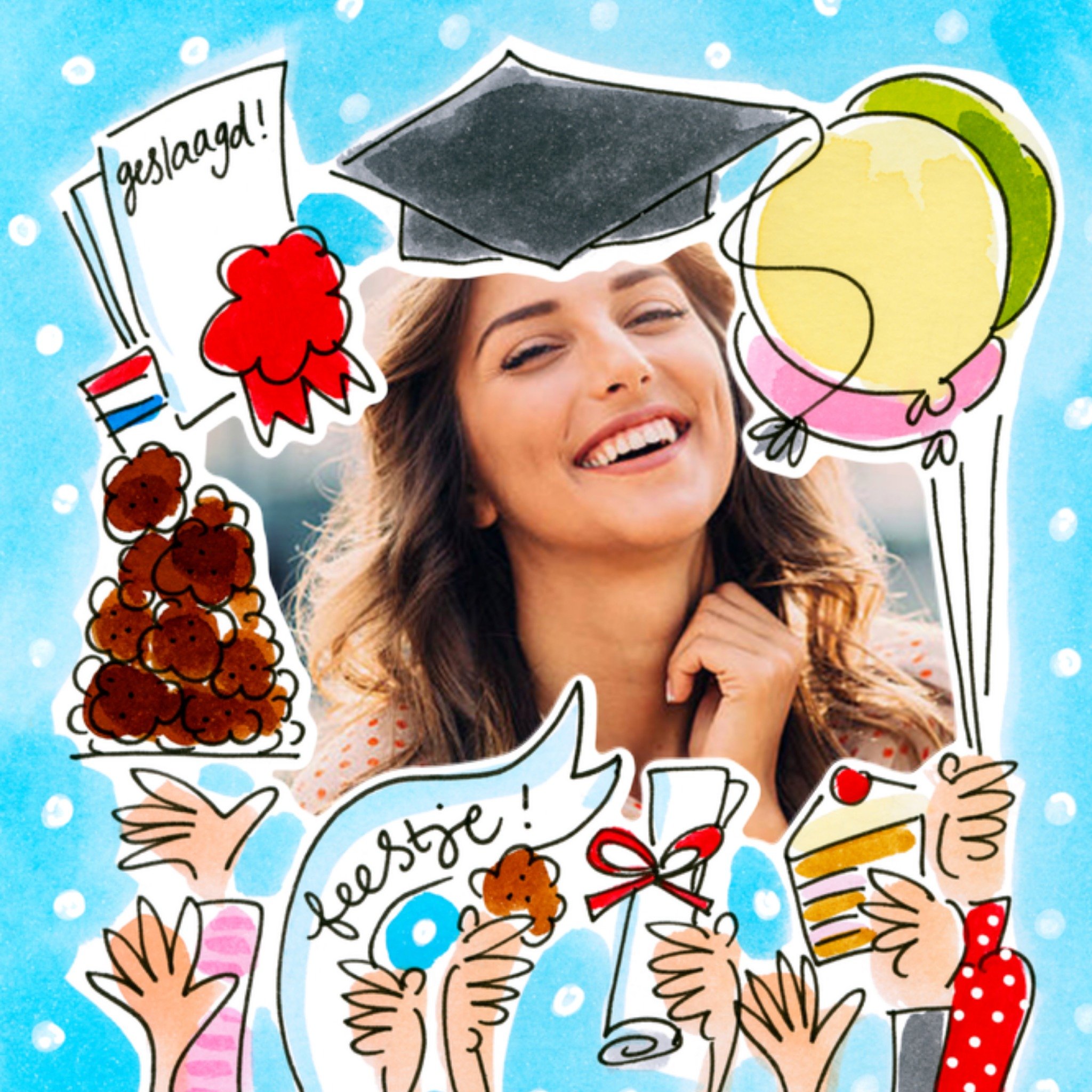 Uitnodiging Examenfeest Foto Bitterballen Vierkante Kaart Blond Amsterdam