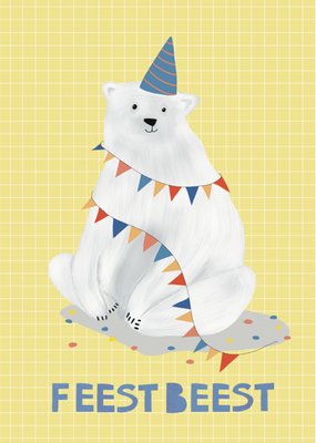Feest Beest Geïllustreerde IJsbeer Verjaardagskaart