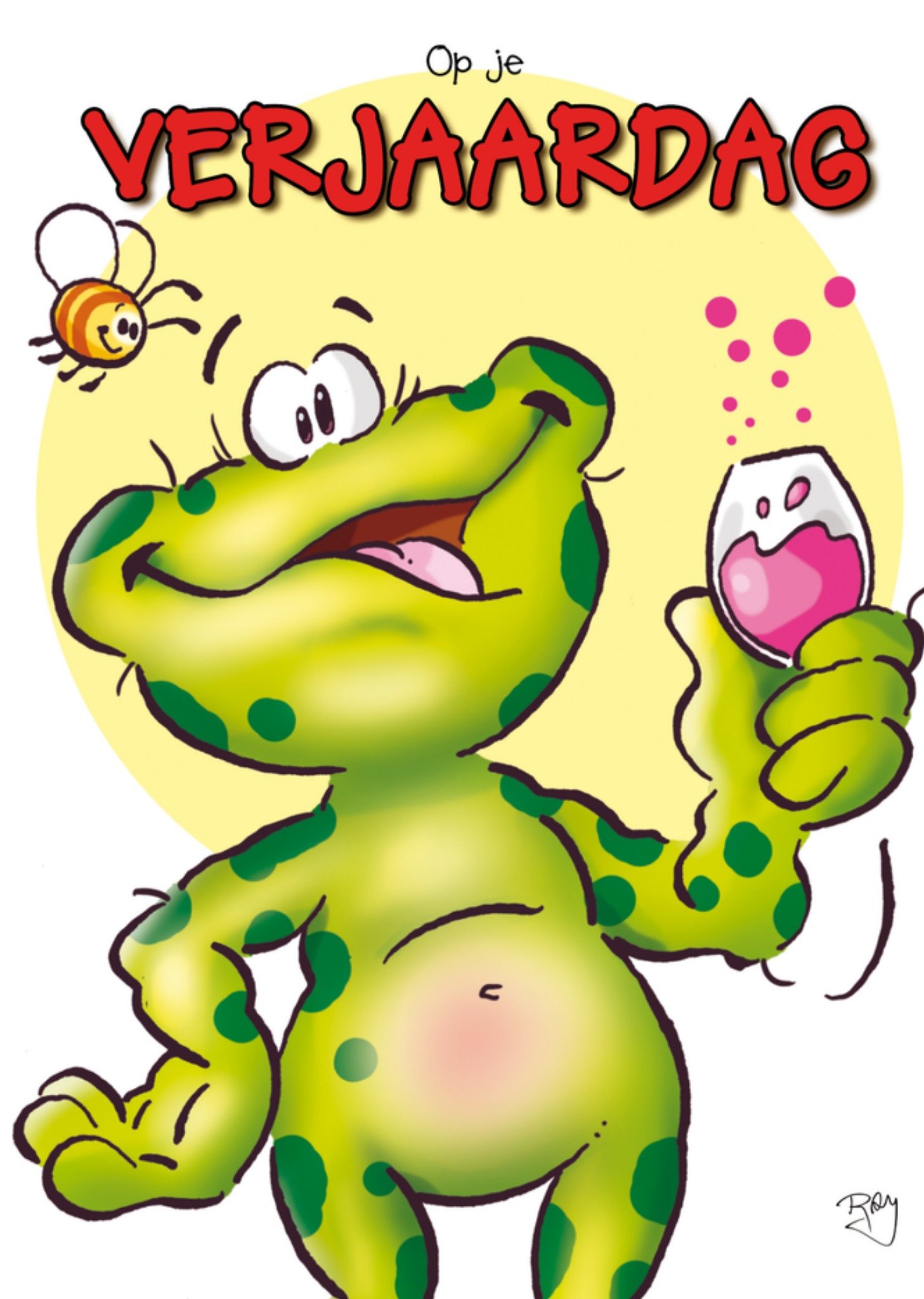 Verjaardagskaart kikker proost Kaart Doodles