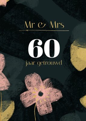 Bloemenpatroon Typografisch 60e Huwelijksjubileum Kaart