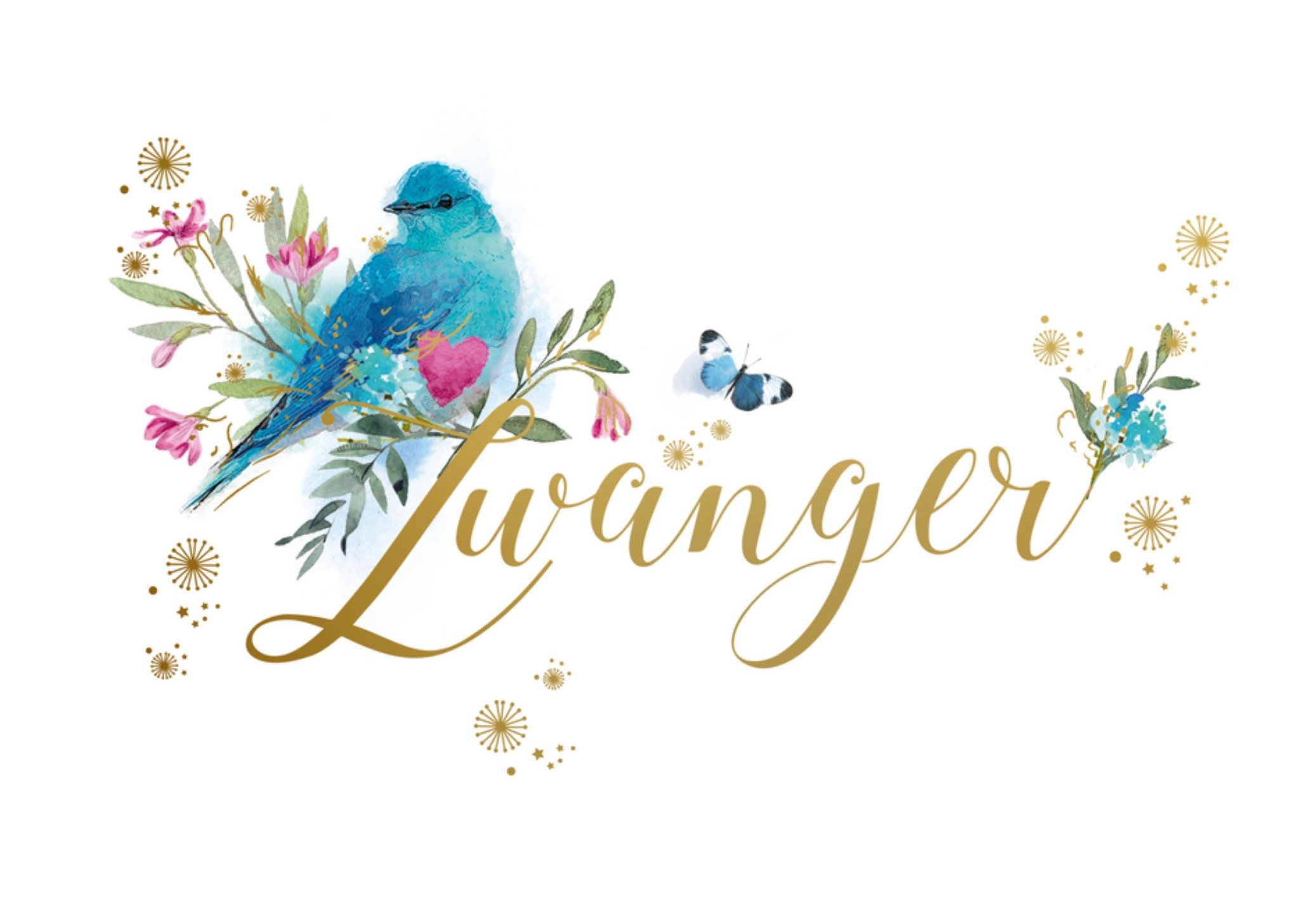 Zwangerschapskaart Vogel Kaart Paperclip