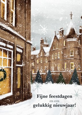 Greetz | Kerstkaart | straat | huisjes