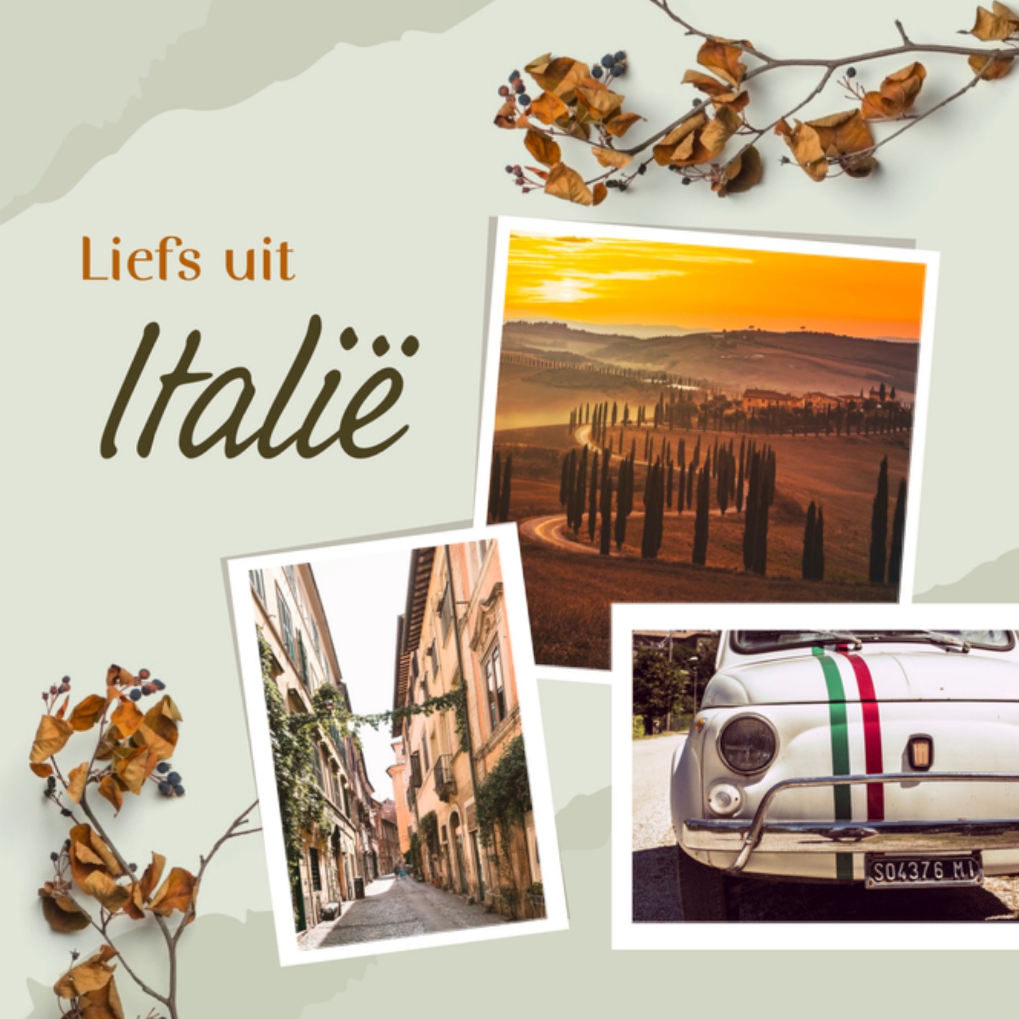 Greetz Vakantiekaart Groetjes uit italie Vierkant