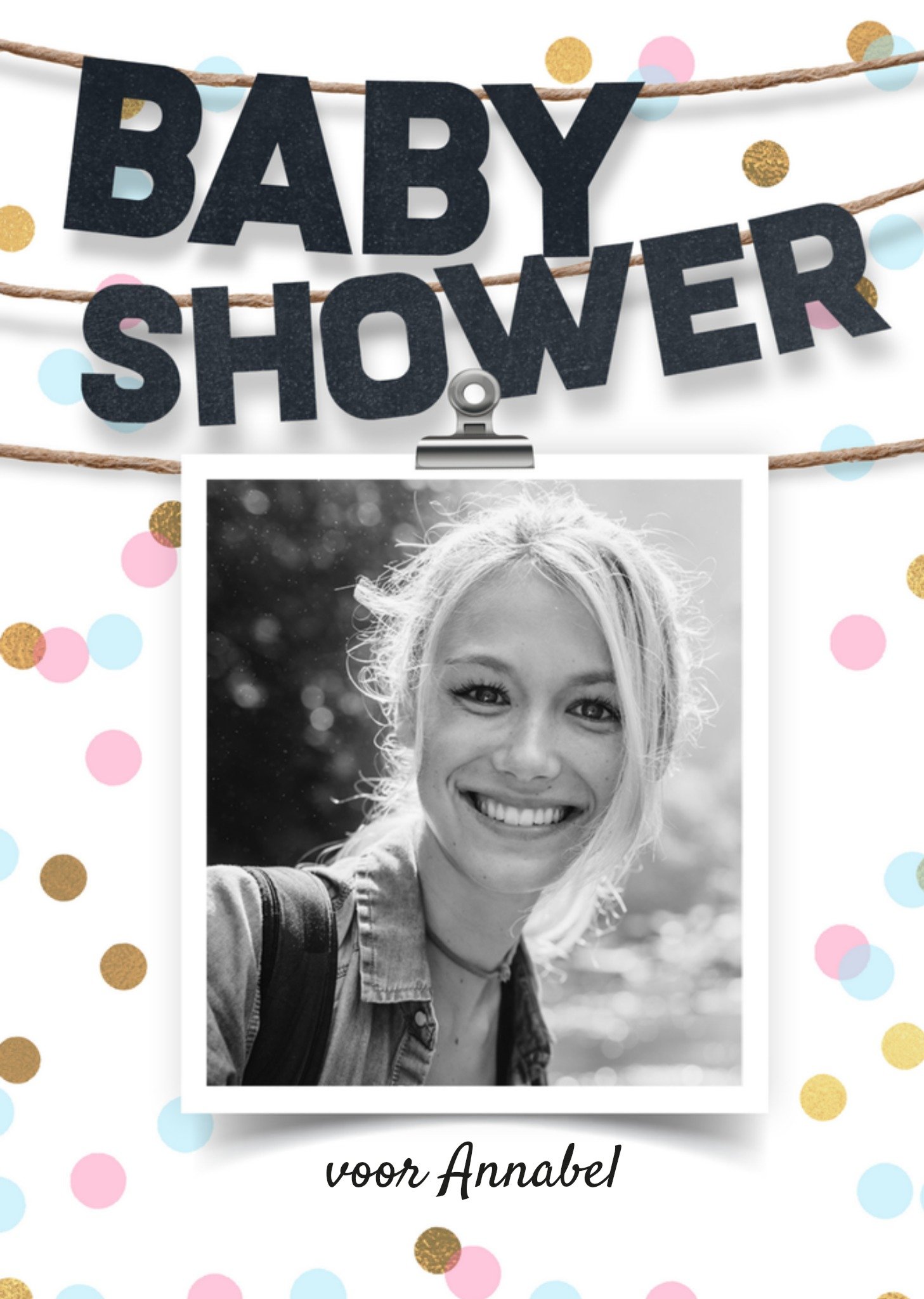 Baby shower Met foto en naam Kaart Luckz