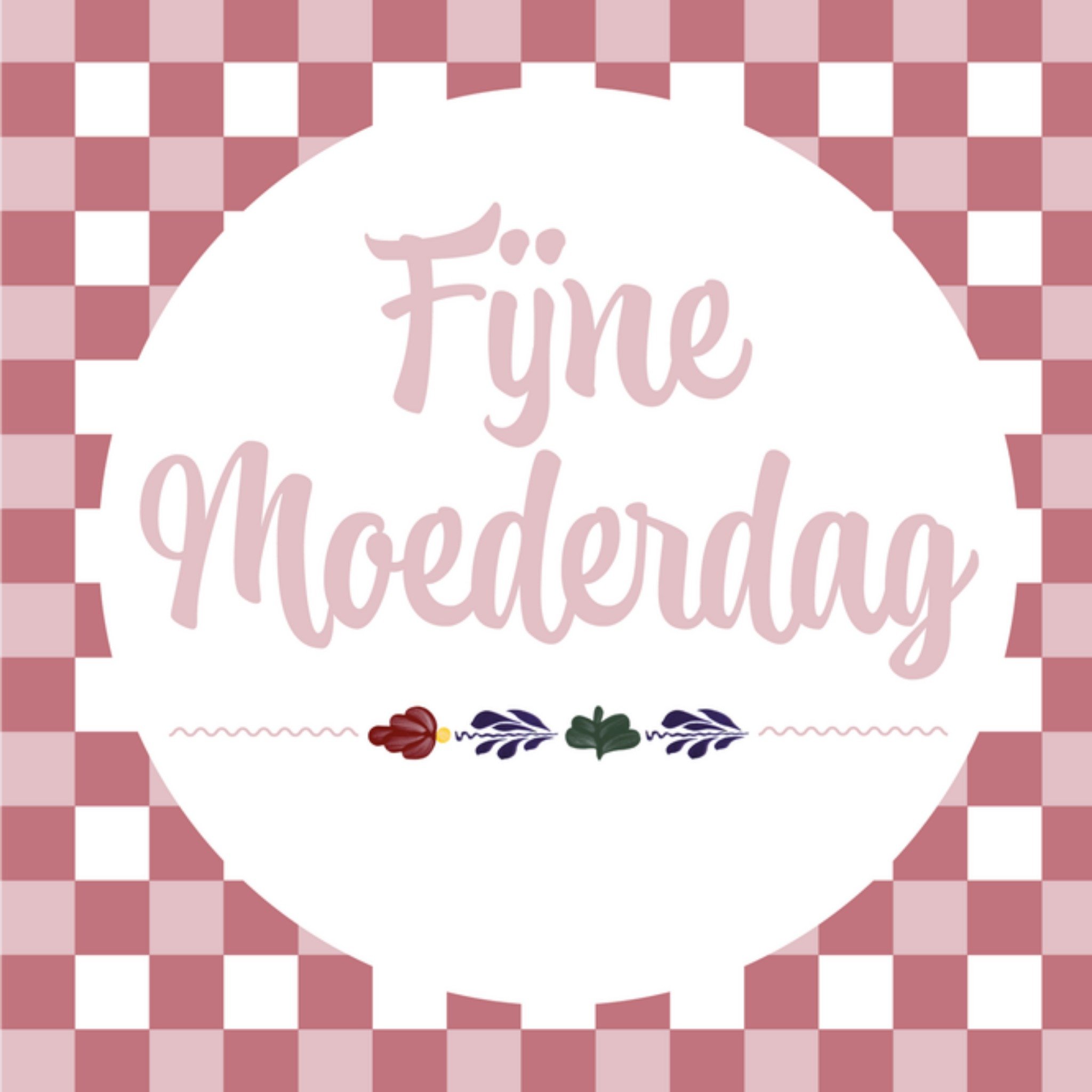 Moederdagkaart Roze Vierkante Kaart Boerenbont