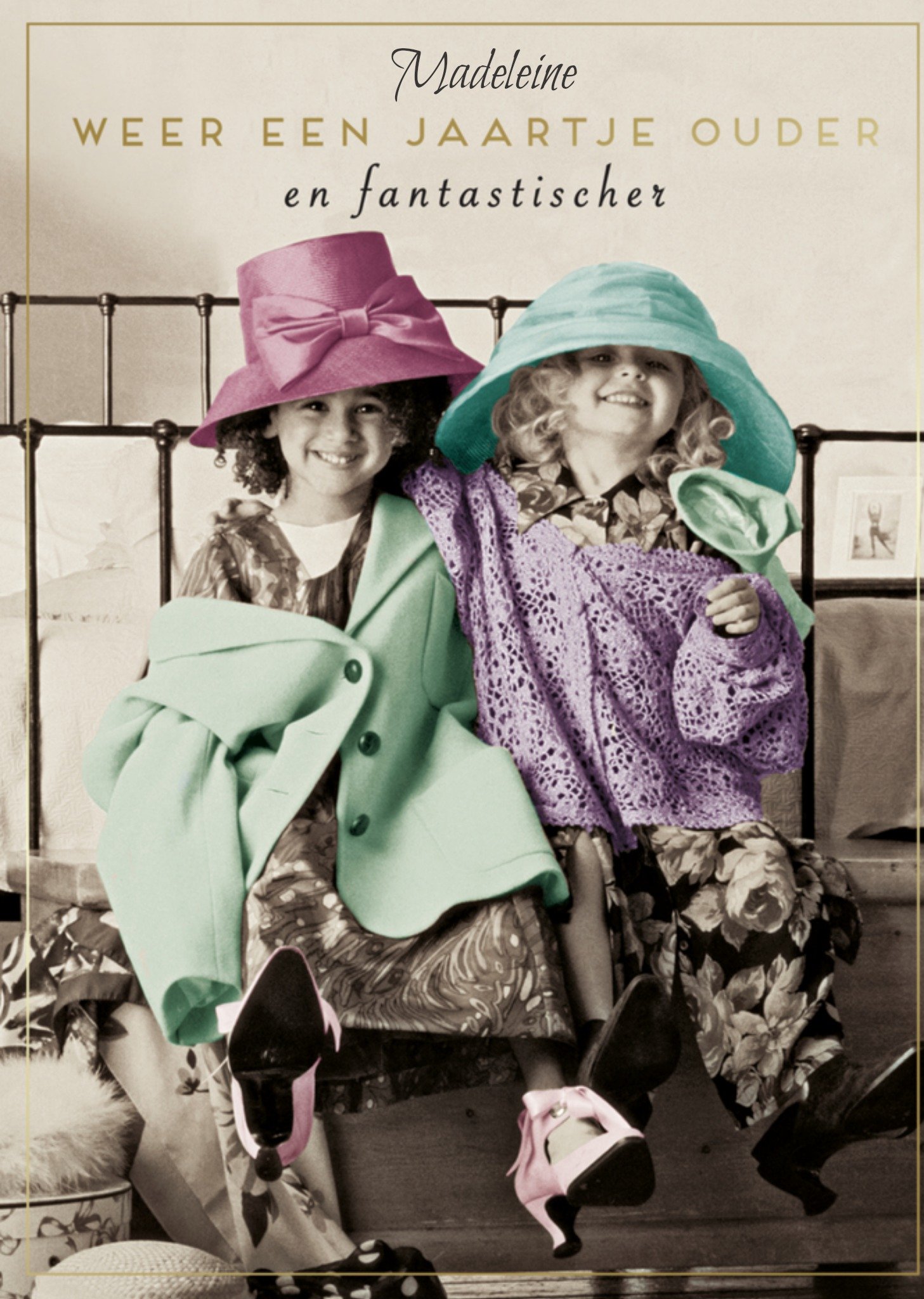 Verjaardagskaart vintage met naam Kaart Pigment