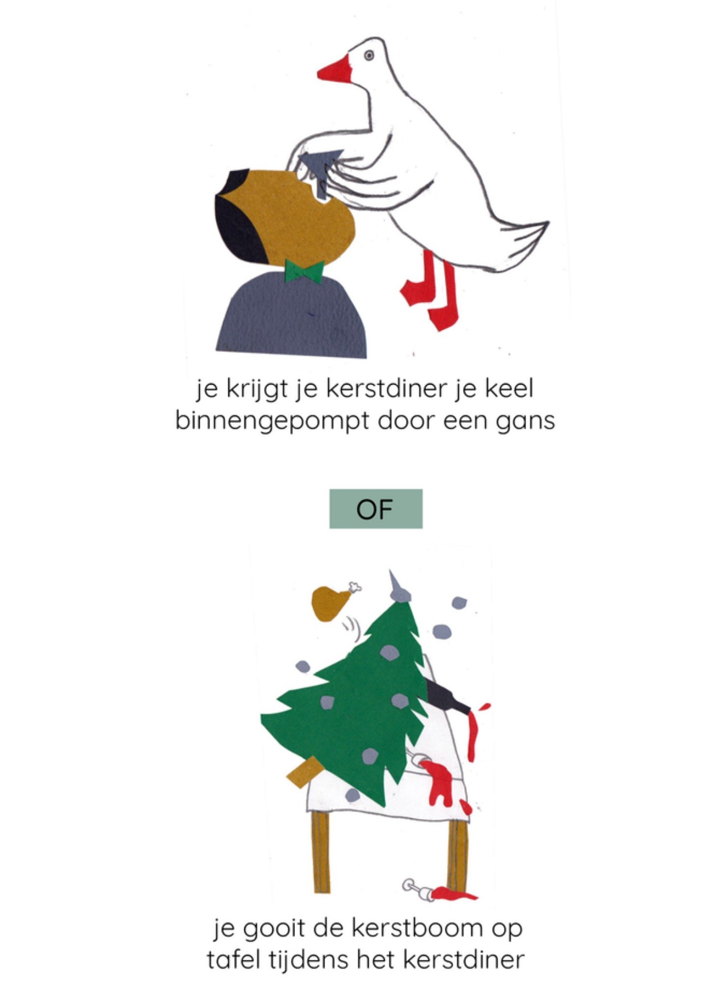 Kerstkaart Kerstdiner Dilemma op Dinsdag