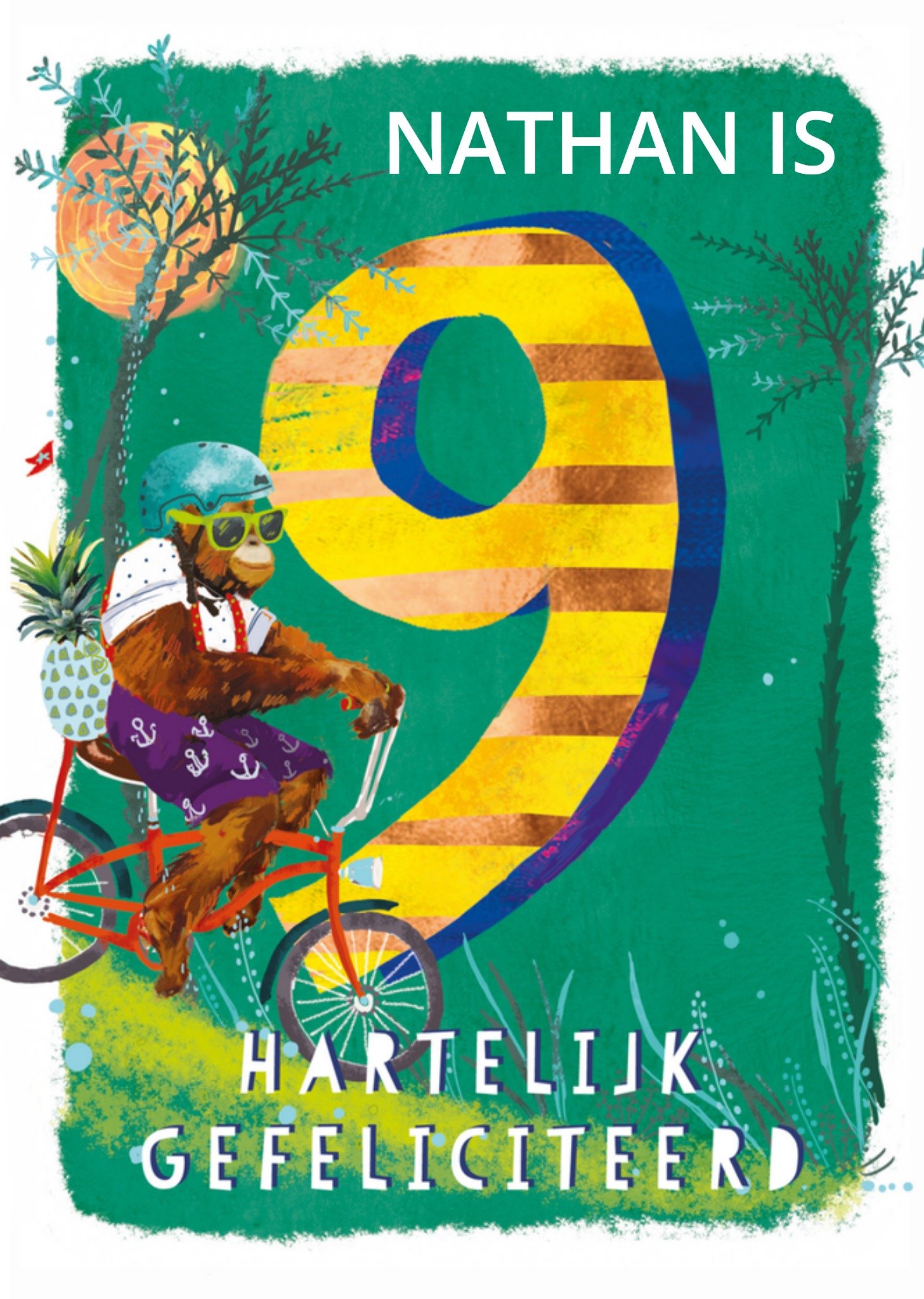 Verjaardagskaart 9 met naam Kaart Ling Design