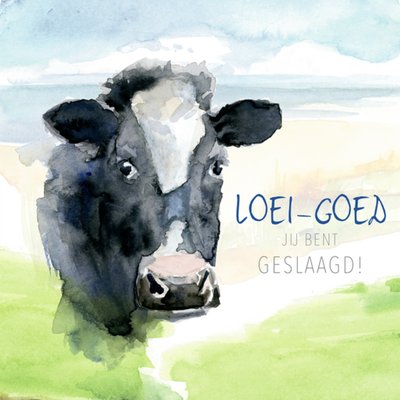 Michelle Dujardin | Geslaagdkaart | Loei-Goed Jij Bent Geslaagd | Geïllustreerde koe