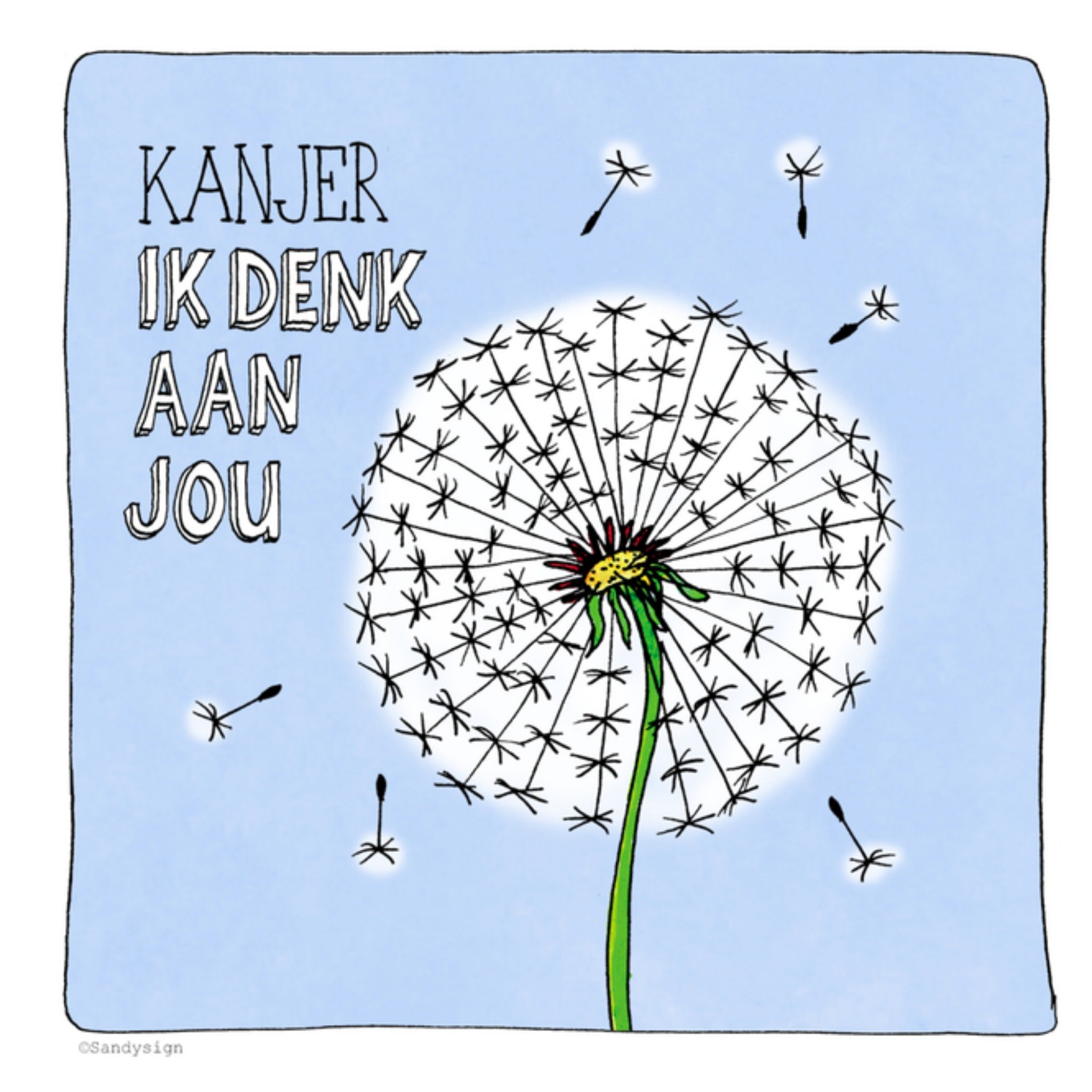 Denken aan kaart paardebloem Vierkante Kaart Sandysign