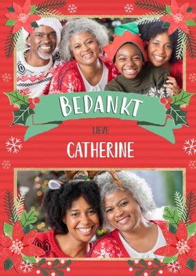 Geïllustreerde Kerst Foto Upload Bedankt Kaart