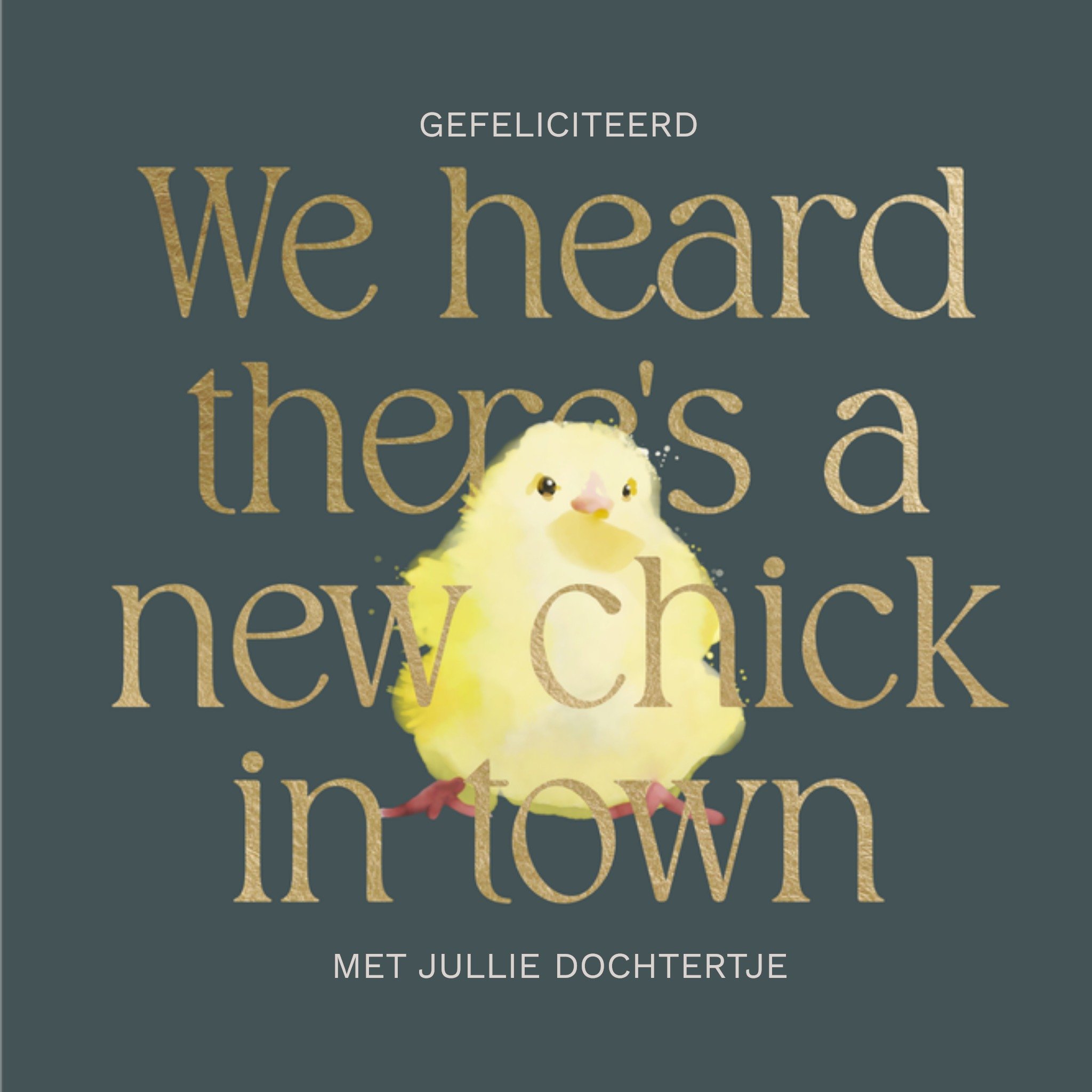 Greetz Geboortekaart A new chick in town Vierkant
